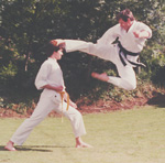Stewart demonstrating tobi-geri  - Jump kick